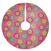 スノーフレークオルブオンホットピンクホリデーツリースカート ブラッシュドポリエステルツリースカート (正面)