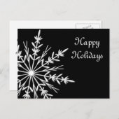 スノーフレークオンブラックビジネスハッピーホリデー シーズンポストカード (正面/裏面)