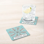 スノーフレークオンブルー紙コースター スクエアペーパーコースター (インサイチュ)