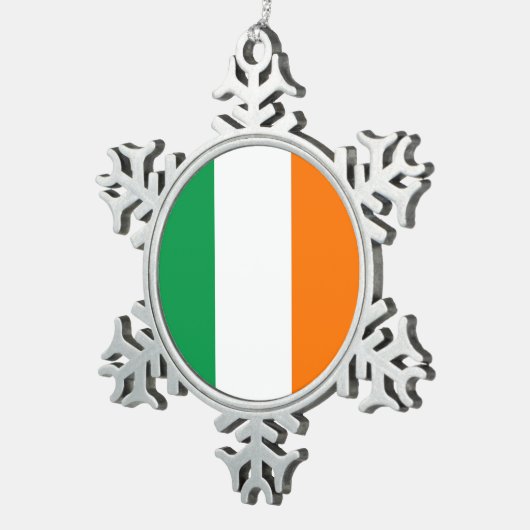 スノーフレークオーナメントとアイルランド国旗 スノーフレークピューターオーナメント (右)