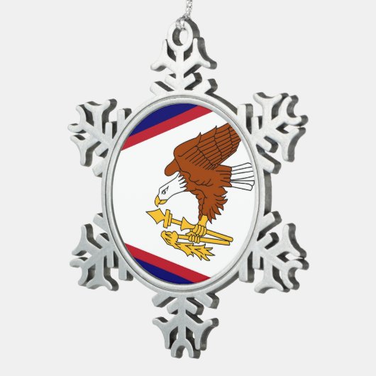 スノーフレークオーナメントとアメリカサモア国旗 スノーフレークピューターオーナメント (右)