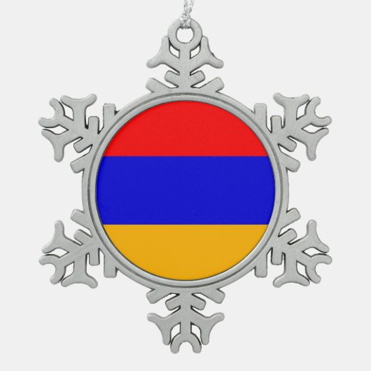 スノーフレークオーナメントとアルメニア国旗 スノーフレークピューターオーナメント (正面)