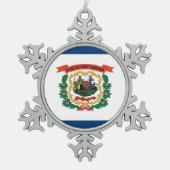 スノーフレークオーナメントとウェストバージニア州旗 スノーフレークピューターオーナメント (正面)