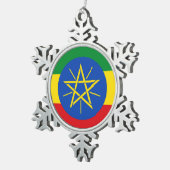 スノーフレークオーナメントとエチオピア国旗 スノーフレークピューターオーナメント (右)