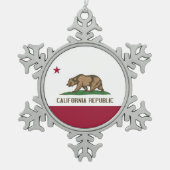 スノーフレークオーナメントとカリフォルニア州旗 スノーフレークピューターオーナメント (正面)