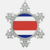 スノーフレークオーナメントとコスタリカ国旗 スノーフレークピューターオーナメント (正面)