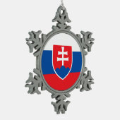 スノーフレークオーナメントとスロバキア国旗 スノーフレークピューターオーナメント (左)