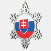 スノーフレークオーナメントとスロバキア国旗 スノーフレークピューターオーナメント (右)