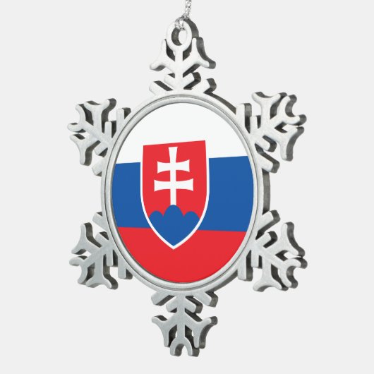 スノーフレークオーナメントとスロバキア国旗 スノーフレークピューターオーナメント (右)