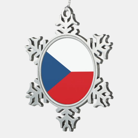 スノーフレークオーナメントとチェコ国旗 スノーフレークピューターオーナメント (右)