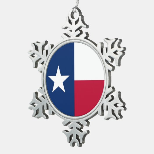 スノーフレークオーナメントとテキサス州国旗 スノーフレークピューターオーナメント (右)
