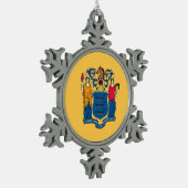 スノーフレークオーナメントとニュージャージー州旗 スノーフレークピューターオーナメント (左)