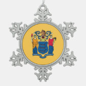 スノーフレークオーナメントとニュージャージー州旗 スノーフレークピューターオーナメント (正面)