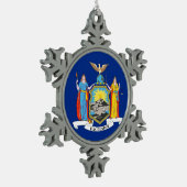 スノーフレークオーナメントとニューヨーク州旗 スノーフレークピューターオーナメント (左)