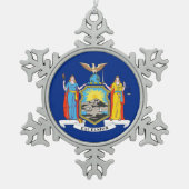 スノーフレークオーナメントとニューヨーク州旗 スノーフレークピューターオーナメント (正面)