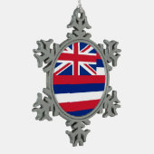 スノーフレークオーナメントとハワイ国旗 スノーフレークピューターオーナメント (左)