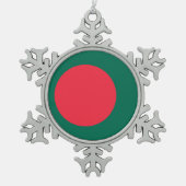 スノーフレークオーナメントとバングラデシュ国旗 スノーフレークピューターオーナメント (正面)