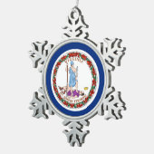 スノーフレークオーナメントとバージニア州旗 スノーフレークピューターオーナメント (右)