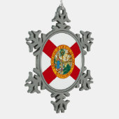 スノーフレークオーナメントとフロリダ州旗 スノーフレークピューターオーナメント (左)