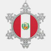 スノーフレークオーナメントとペルー国旗 スノーフレークピューターオーナメント (正面)