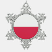 スノーフレークオーナメントとポーランド国旗 スノーフレークピューターオーナメント (正面)