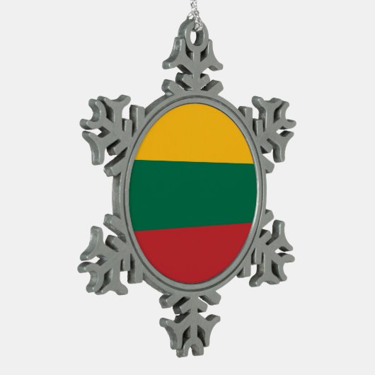 スノーフレークオーナメントとリトアニア国旗 スノーフレークピューターオーナメント (左)