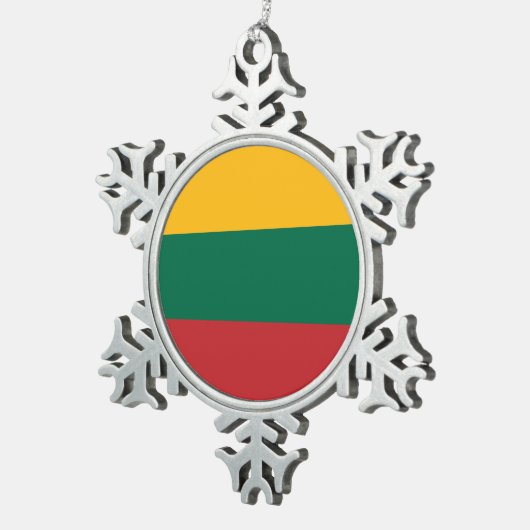 スノーフレークオーナメントとリトアニア国旗 スノーフレークピューターオーナメント (右)