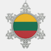 スノーフレークオーナメントとリトアニア国旗 スノーフレークピューターオーナメント (正面)