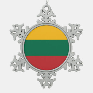 スノーフレークオーナメントとリトアニア国旗 スノーフレークピューターオーナメント