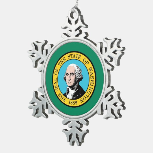 スノーフレークオーナメントとワシントン州旗 スノーフレークピューターオーナメント (右)