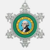 スノーフレークオーナメントとワシントン州旗 スノーフレークピューターオーナメント (正面)