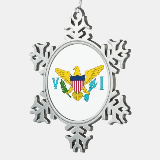 スノーフレークオーナメントとヴァージン諸島国旗 スノーフレークピューターオーナメント (右)