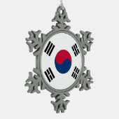 スノーフレークオーナメントと韓国国旗 スノーフレークピューターオーナメント (左)
