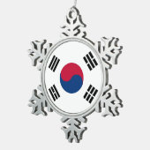 スノーフレークオーナメントと韓国国旗 スノーフレークピューターオーナメント (右)