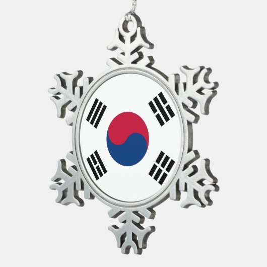 スノーフレークオーナメントと韓国国旗 スノーフレークピューターオーナメント (右)
