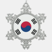 スノーフレークオーナメントと韓国国旗 スノーフレークピューターオーナメント (正面)