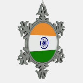 スノーフレークオーナメントインド国旗 スノーフレークピューターオーナメント (左)