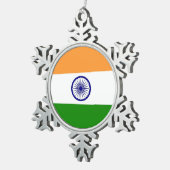 スノーフレークオーナメントインド国旗 スノーフレークピューターオーナメント (右)