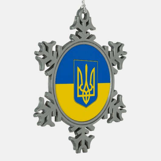 スノーフレークオーナメントウクライナ国旗 スノーフレークピューターオーナメント (左)