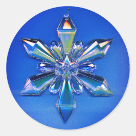スノーフレークオーナメントクリスマスホリデーステッカーブルー ラウンドシール
