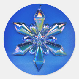 スノーフレークオーナメントクリスマスホリデーステッカーブルー ラウンドシール