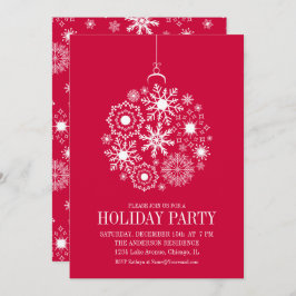 スノーフレークオーナメントクリスマスホリデーパーティーカード 招待状