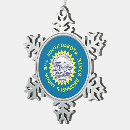 スノーフレークオーナメントサウスダコタ州旗 スノーフレークピューターオーナメント (右)