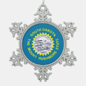 スノーフレークオーナメントサウスダコタ州旗 スノーフレークピューターオーナメント (正面)