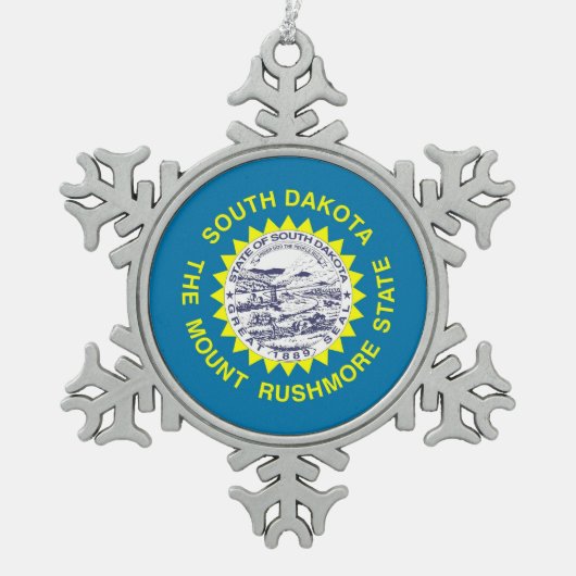 スノーフレークオーナメントサウスダコタ州旗 スノーフレークピューターオーナメント (正面)