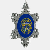 スノーフレークオーナメントネブラスカ州旗 スノーフレークピューターオーナメント (左)