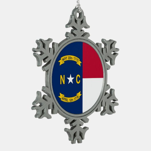 スノーフレークオーナメントノースカロライナ州旗 スノーフレークピューターオーナメント (左)