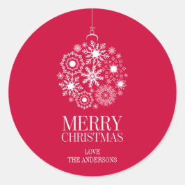 スノーフレークオーナメントホリデーメリークリスマスステッカー ラウンドシール