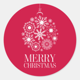 スノーフレークオーナメントホリデーメリークリスマスステッカー ラウンドシール