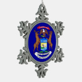 スノーフレークオーナメントミシガン州旗 スノーフレークピューターオーナメント (左)